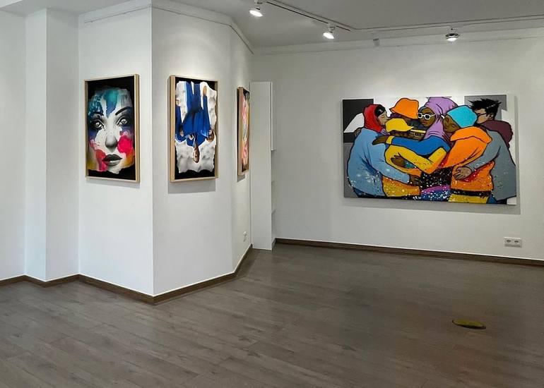 Original Illustration People Painting by Justus Becker   Cor