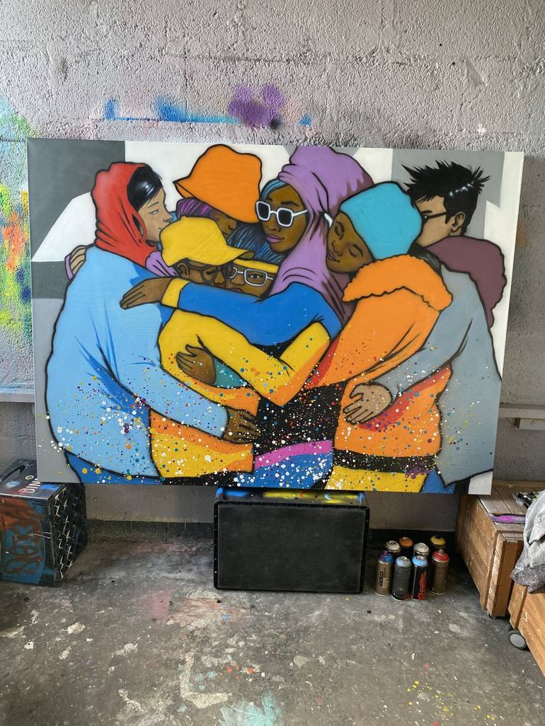 Original Illustration People Painting by Justus Becker   Cor
