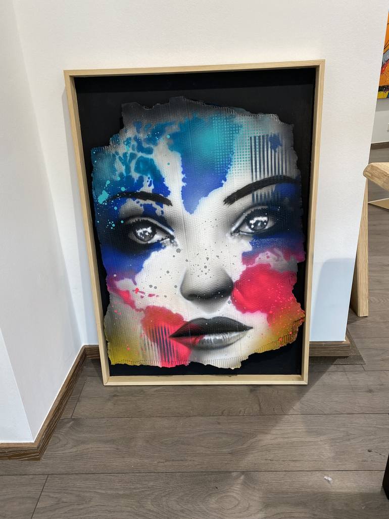 Original Street Art Portrait Painting by Justus Becker   Cor
