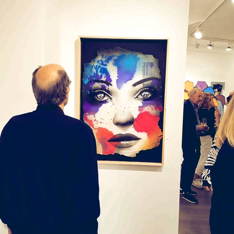Original Street Art Portrait Painting by Justus Becker   Cor