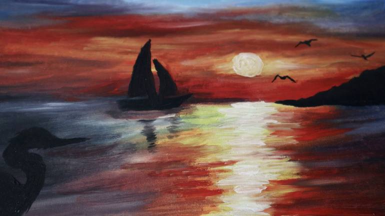 Original Fine Art Seascape Painting by Sandy Uppal