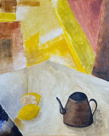 Still life with teapot and lemons thumb