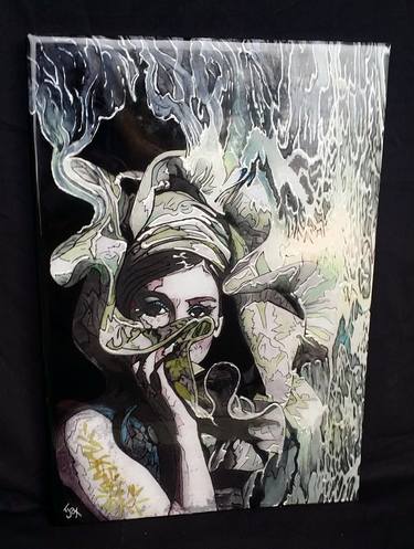 Audrey - A Unique Resin-Coated Artwork on Wood by Indigo Jax. thumb