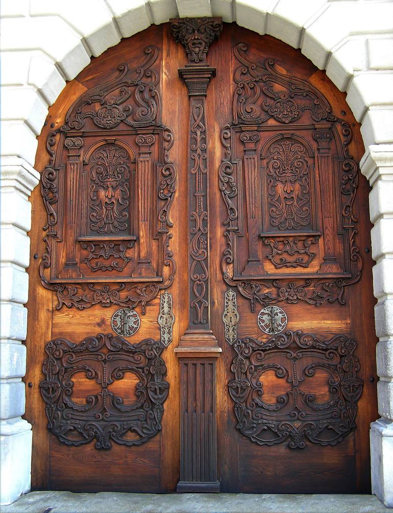 Hand carved gate in renaissance style. - Print