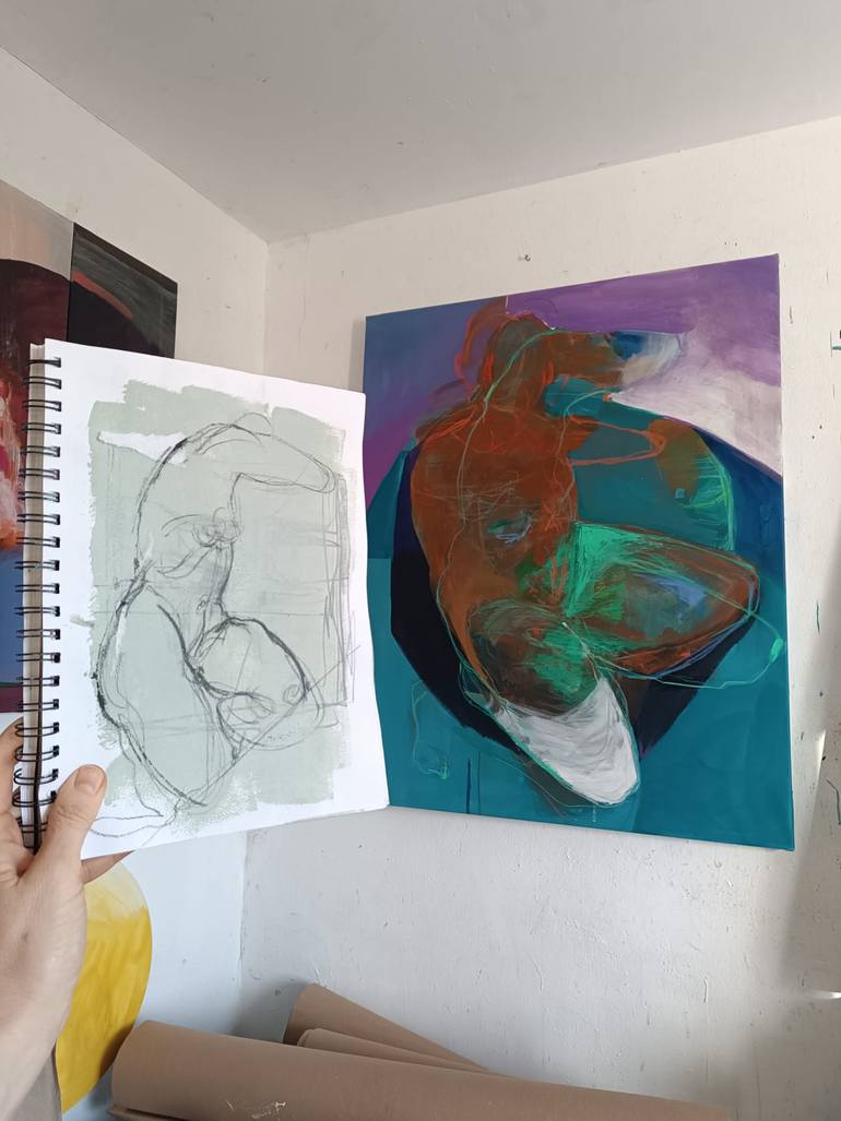 Original Abstract People Painting by Magdalena Morey