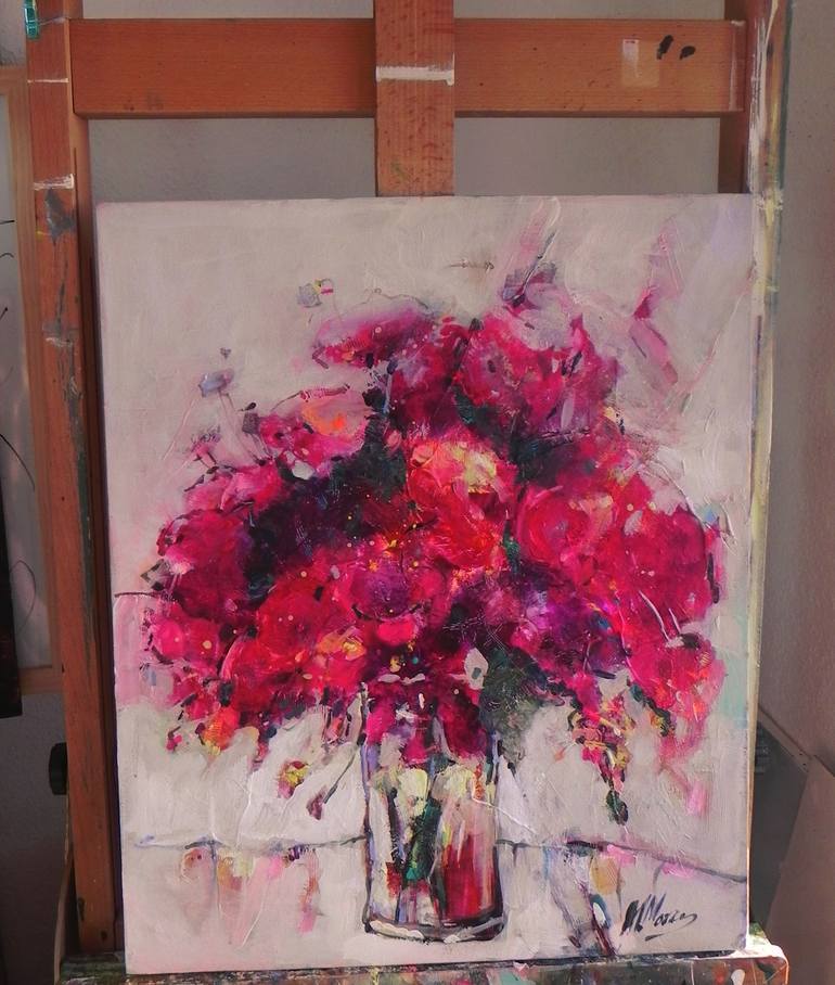 Original Abstract Expressionism Floral Painting by Magdalena Morey