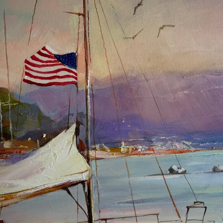 Original Impressionism Boat Painting by Bond Tetiana