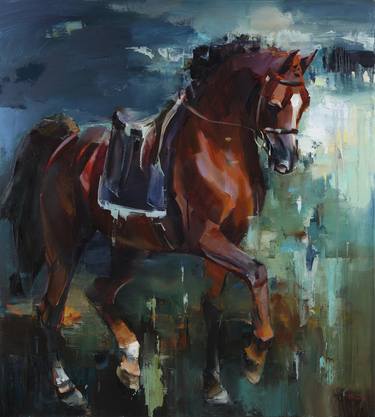 Original Abstract Expressionism Horse Paintings by BOND Tetiana