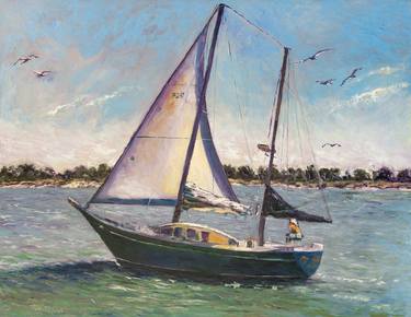 Original Impressionism Boat Paintings by Evelina Linn