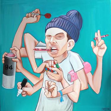 Original Figurative Graffiti Paintings by kid crayon