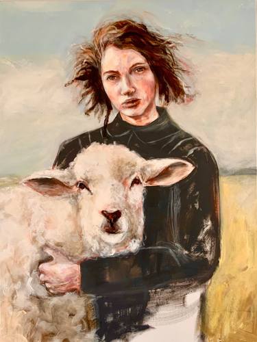 Saatchi Art Artist Ines Klich; Painting, “The girl with the sheep” #art