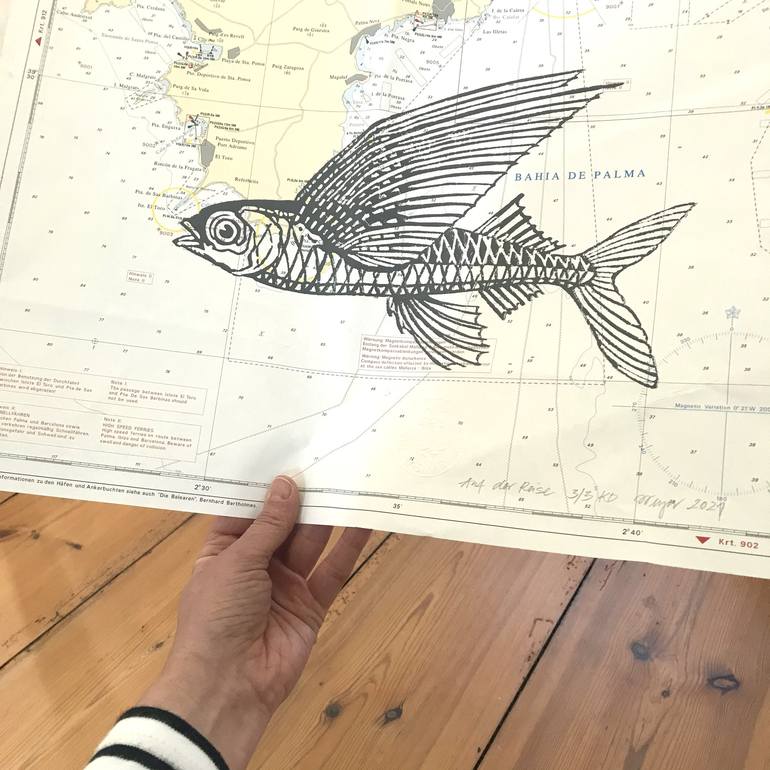 Original Illustration Fish Printmaking by A Weyer