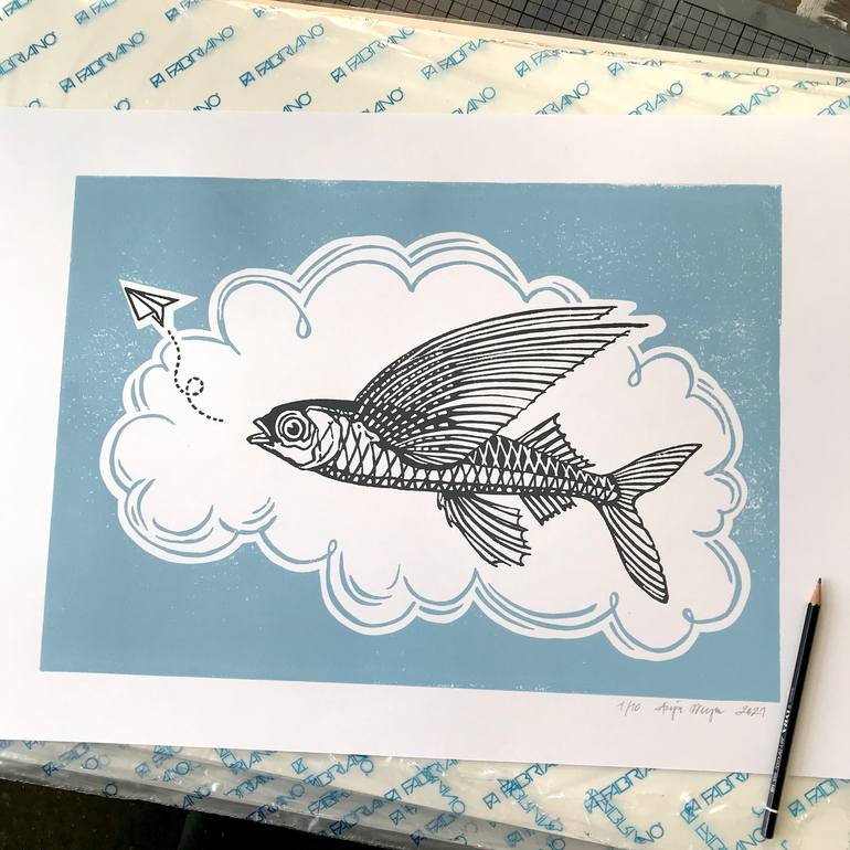 Original Figurative Fish Printmaking by A Weyer