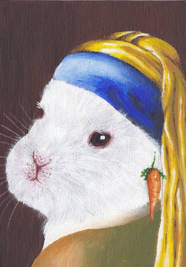 White Rabbit with Carrot Earring thumb