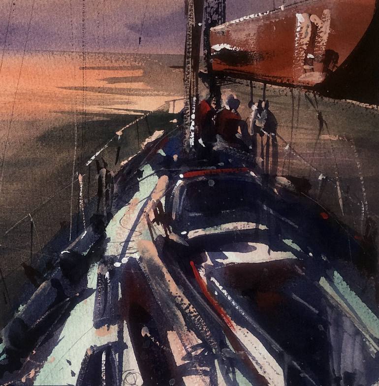 Original Sailboat Painting by James Nyika