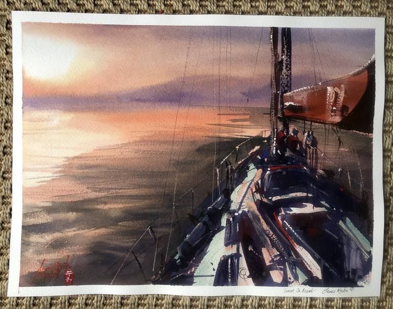 Original Fine Art Sailboat Painting by James Nyika