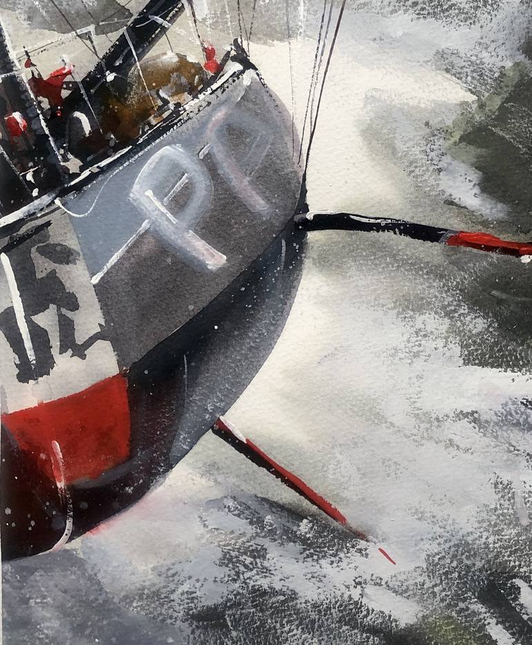 Original Fine Art Boat Painting by James Nyika