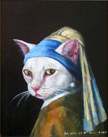 Print of Cats Paintings by Brenda Walsh