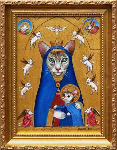Print of Figurative Cats Paintings by Brenda Walsh