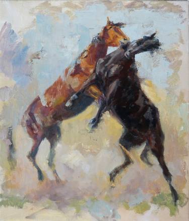 Original Contemporary Horse Painting by Maike Josupeit