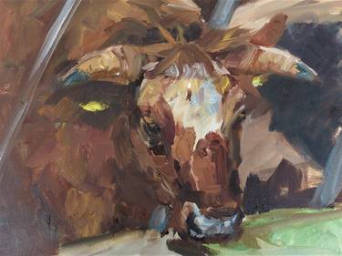 Original Figurative Cows Paintings by Maike Josupeit