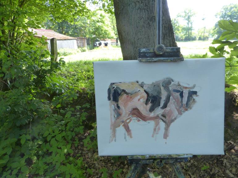 Original Figurative Cows Painting by Maike Josupeit