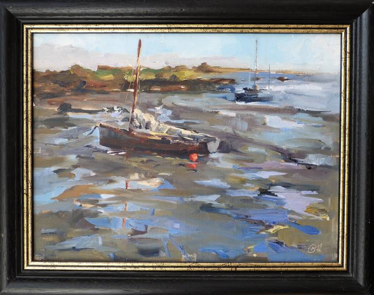 Original Impressionism Boat Painting by Maike Josupeit