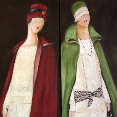 Original Art Deco Women Paintings by Stacie Schimke