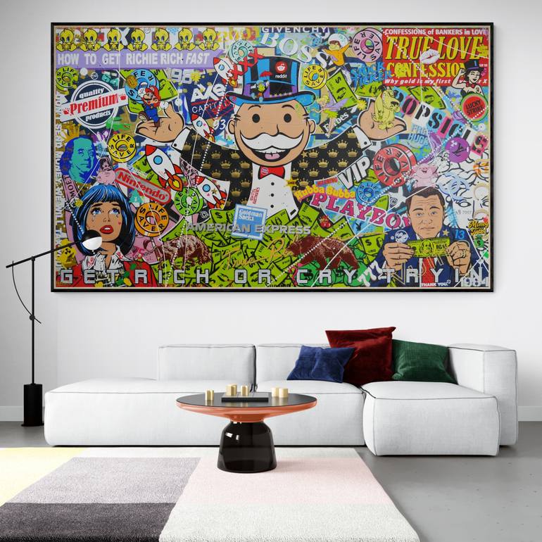 Original Pop CultureCelebrity Painting by Franko  Pop Art Art on Canvas  Money Express