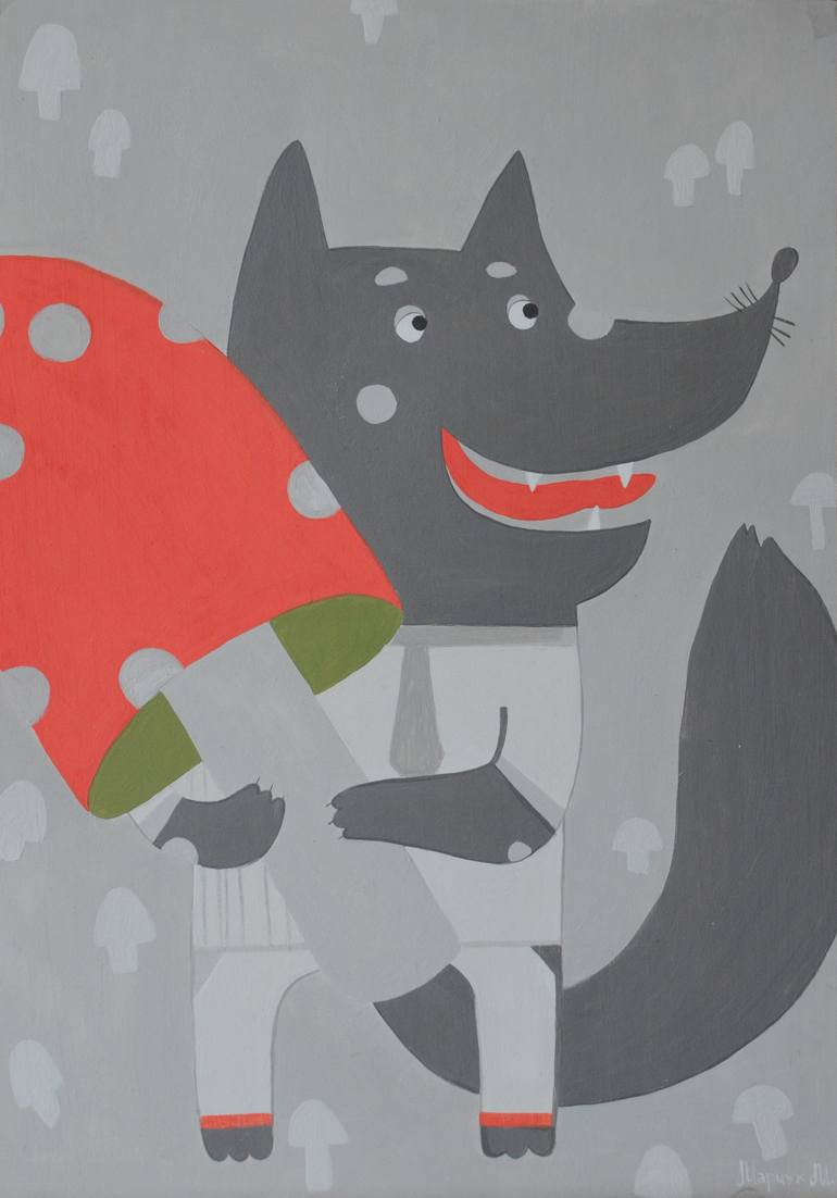 Original Illustration Animal Painting by Maryna Marchuk