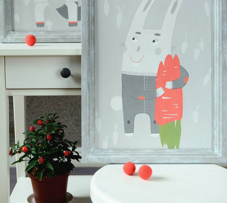 Original Illustration Animal Painting by Maryna Marchuk