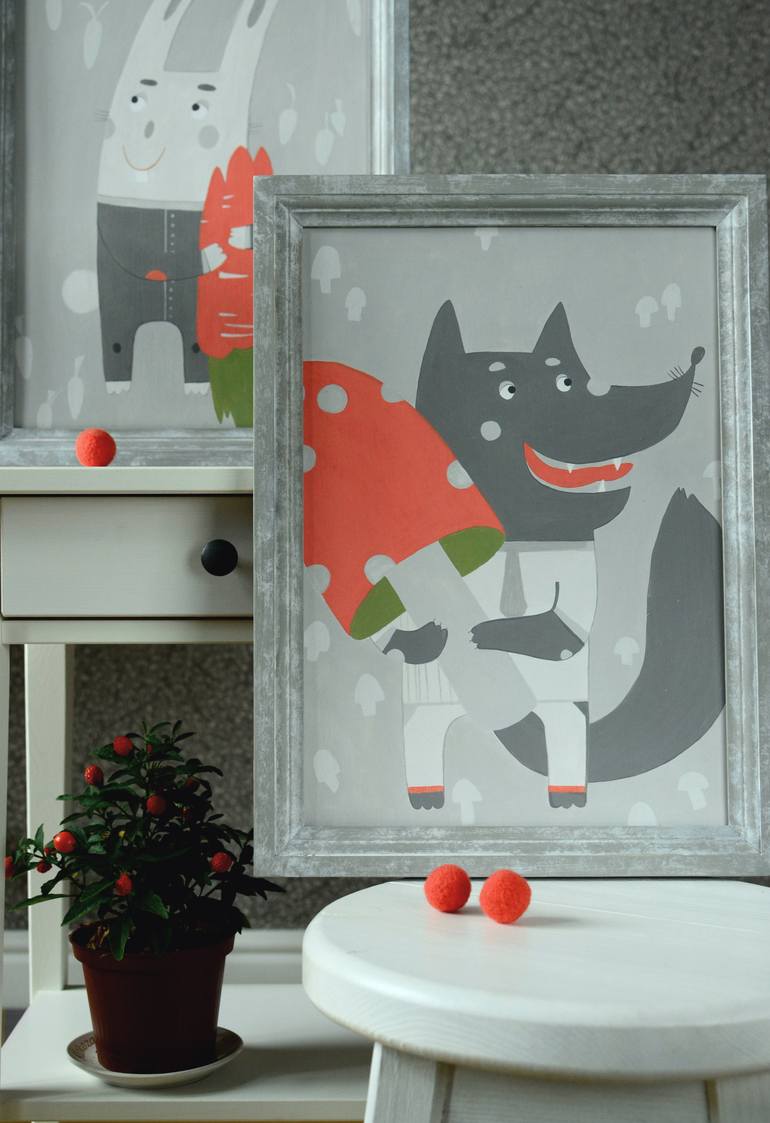 Original Illustration Animal Painting by Maryna Marchuk