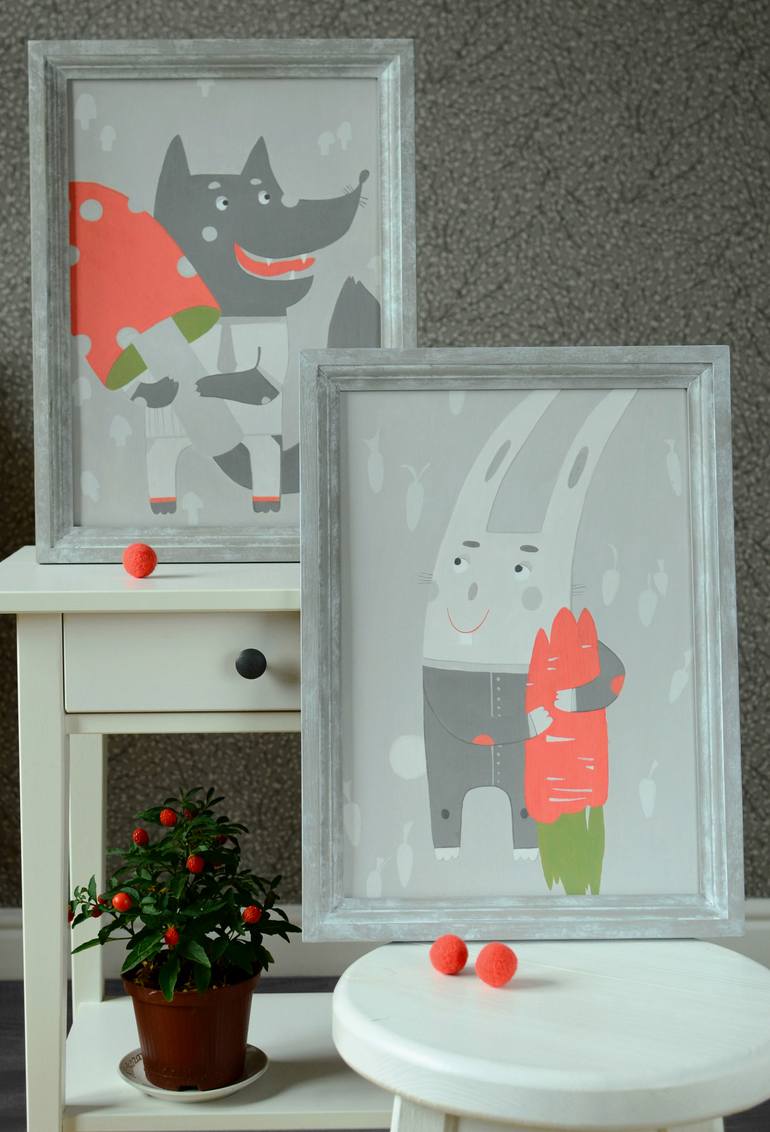 Original Illustration Animal Painting by Maryna Marchuk
