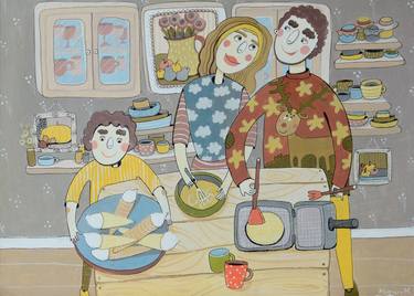 Original Illustration Family Paintings by Maryna Marchuk