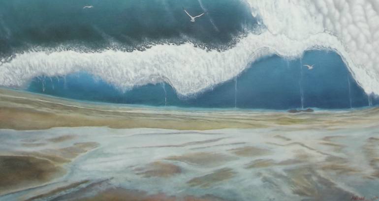 Original Art Deco Seascape Painting by Marwan Gamal
