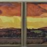 'Sedona Sunset' is a diptych panorama consisting of two stretched canvas panels, each measuring 30"x40", that combine for an overall 30"x80" image size. The subject was painted in the studio from memory and imagination with an assist from onsite studies in graphite and acrylic. 
The canvases will be shipped in protective natural finish gallery style frames that, although suitable and prepared for hanging, were made by the artist for his display purposes and are not subject specific.