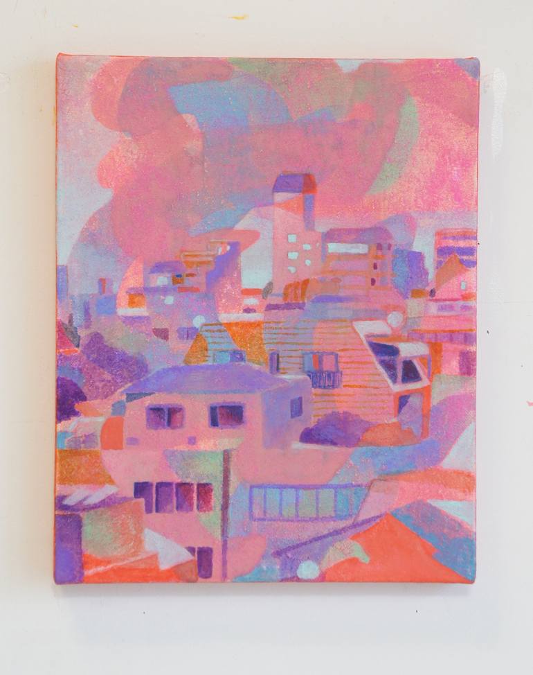 Original Cubism Cities Painting by Chisato Yamada