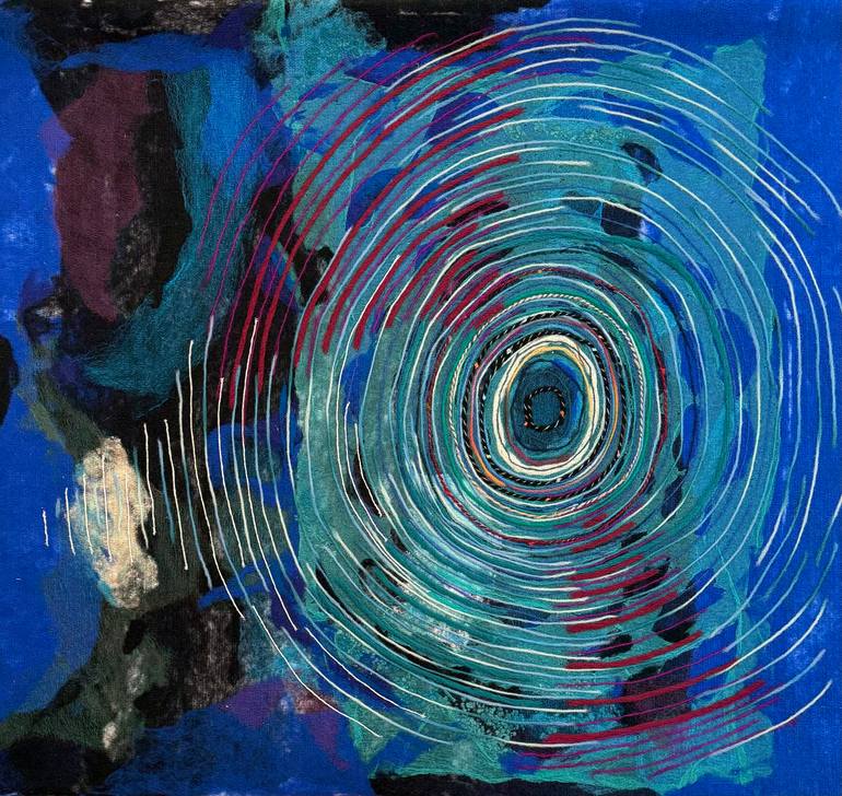 Original Abstract Mixed Media by Renata Rehorovska | Abstract Art on Wool | when you throw a stone into water.