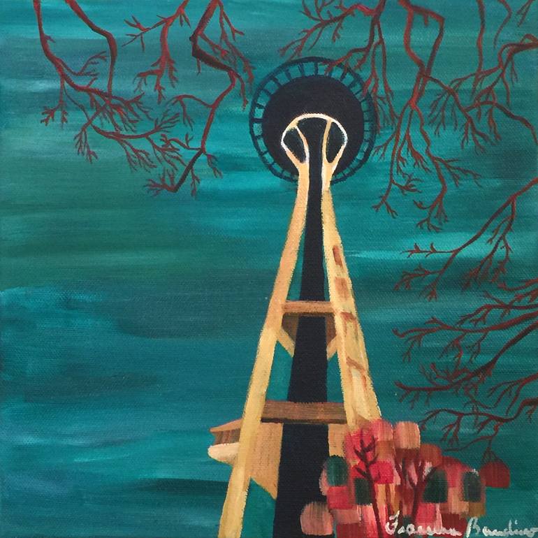 Original Architecture Painting by Francesca Bandino | Expressionism Art on Canvas | Needle and Branches