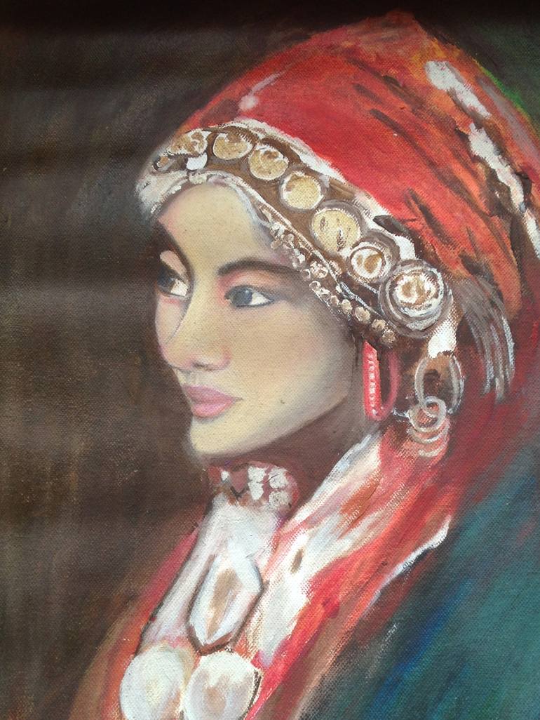 Indian village girl Painting by Manjula Pathy | Saatchi Art
