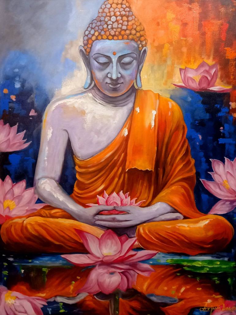 Buddha on meditation Painting by Arjun Das