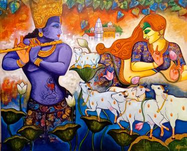 Original Art Deco Religion Paintings by Arjun Das