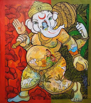 Original Art Deco Religion Paintings by Arjun Das