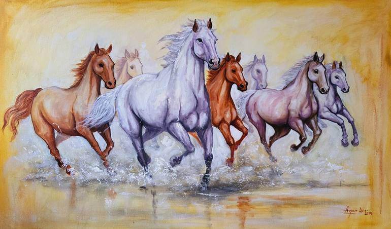 Original Art Deco Horse Paintings by Arjun Das