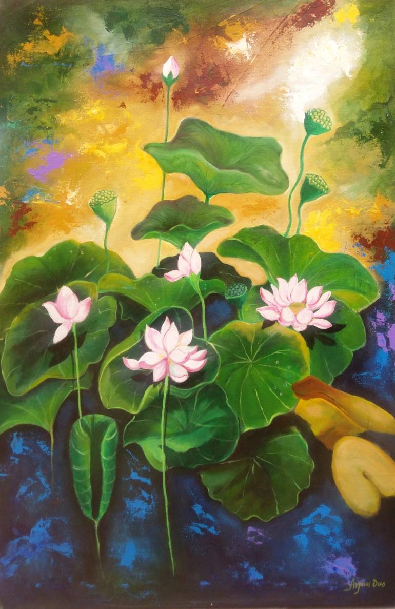 lotus flower Painting by Arjun Das | Saatchi Art