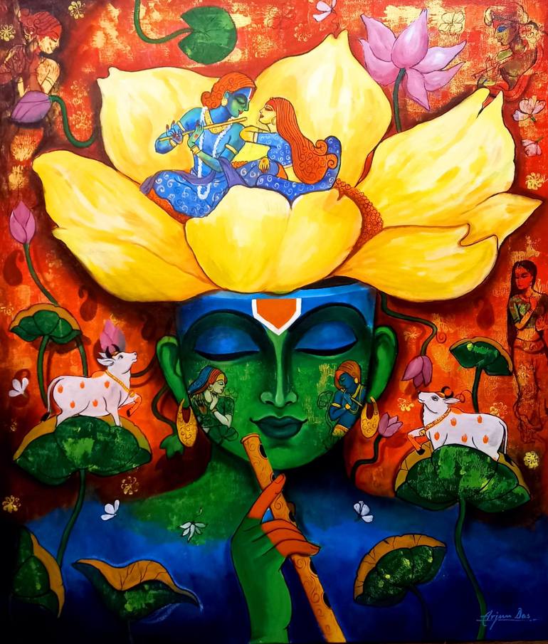 Devotion of krishna 13 Painting by Arjun Das | Saatchi Art