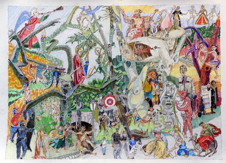 Original Fine Art Classical mythology Collage by Robert Forman