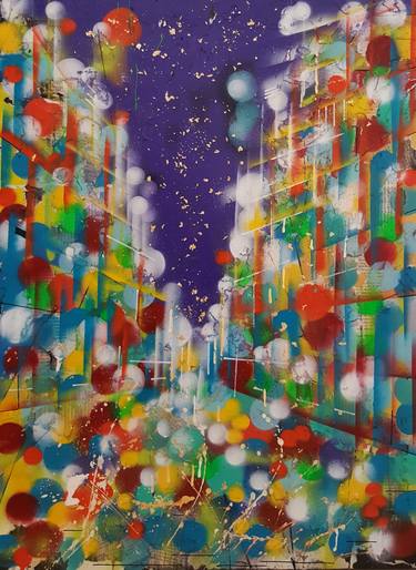 Original Abstract Architecture Painting by Eftim Rusev