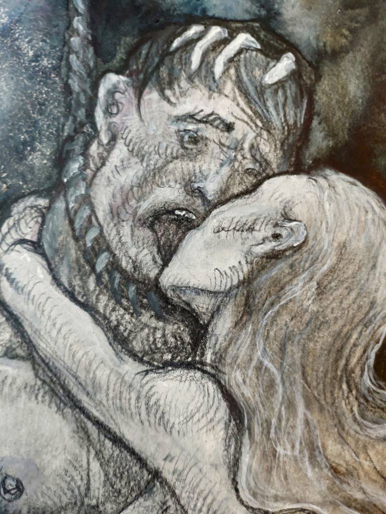 Original Expressionism Erotic Drawing by Natalia Andrushaewa