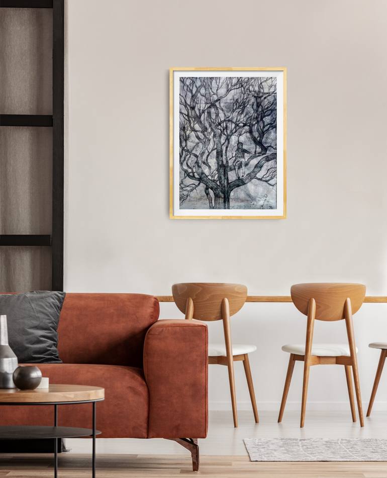 Original Abstract Expressionism Landscape Drawing by Natalia Andrushaewa